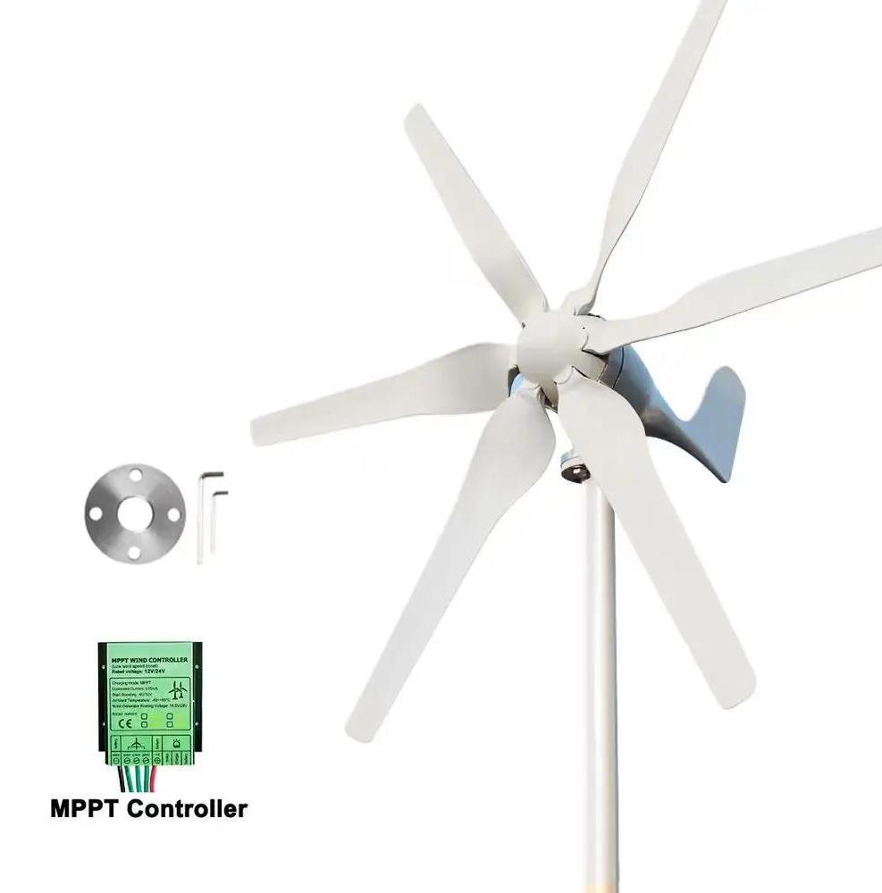 Windturbine SP-3000 - 3000W horizontaler Windgenerator - 12V - 6-flügeliger Nylonrotor - Dreiphasen-Permanentmagnetgenerator - Off-Grid Hausstromanlage - Mit em Regler