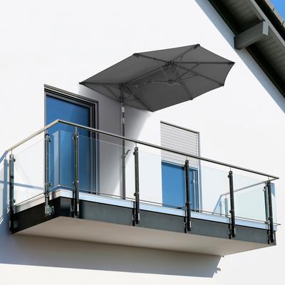 Balkonschirm SCHNEIDER SCHIRME "Salerno mezza", grau (anthrazit), Obermaterial: 100% Polyester, Standschirme, mit Schutzhülle, ohne Schirmständer