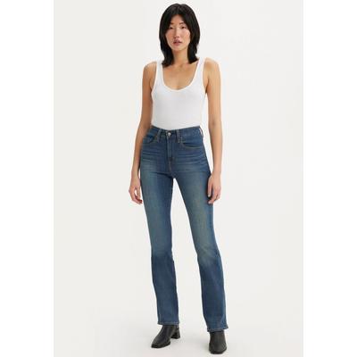 Bootcut-Jeans LEVI'S "725 HIGH RISE BOOTCUT", Damen, Gr. 27, Länge 32, blau (tore it up no dx), Denim/Jeans, Obermaterial: 60% Baumwolle, 23% Viskose, 16% Polyester, 1% Elasthan, bootcut fit lang, Jeans, Topseller