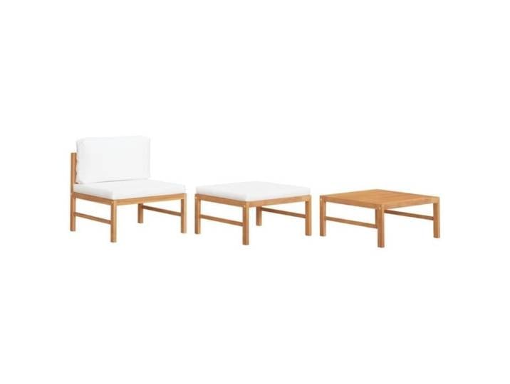 Salon de jardin - LIZ - 3 pcs - Bois de teck - Coussins crème - Confort maximal