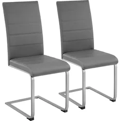 tectake Schwingstühle, Kunstleder - 2er Set grau