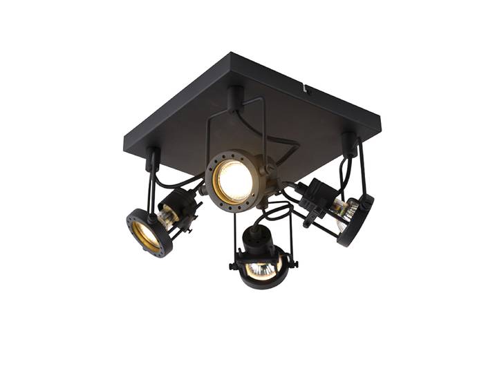 Spot industriel noir 4 lumières - Suplux