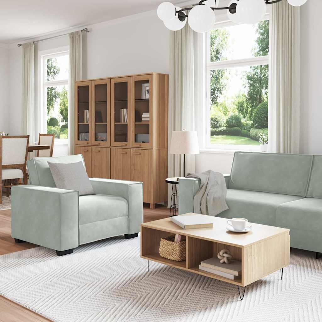 vidaXL Canapé 3 pc Gris clair Velours