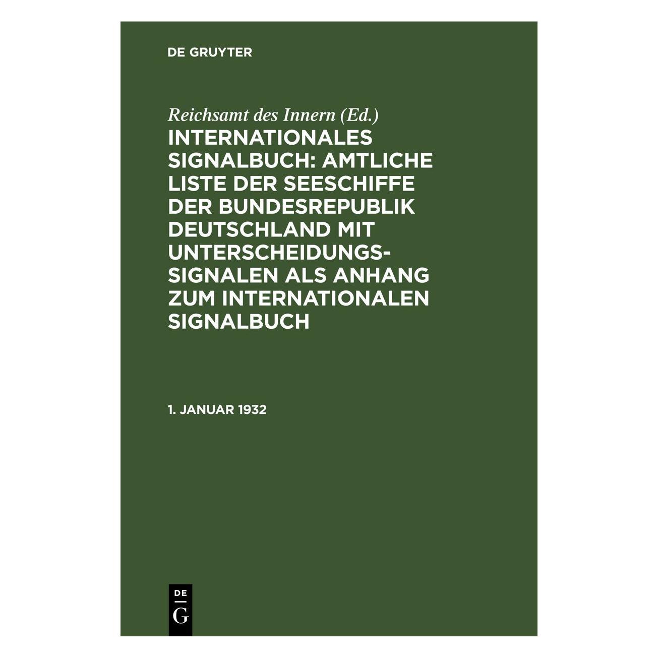 De Gruyter 1. Januar 1932 (Deutsch, Hardcover) (67779048)