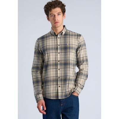 Karohemd LINDBERGH, Herren, Gr. L, N-Gr, army dust, Hemden Karohemd, mit Knopfleiste und Button-Down-Kragen / Relaxed Fit