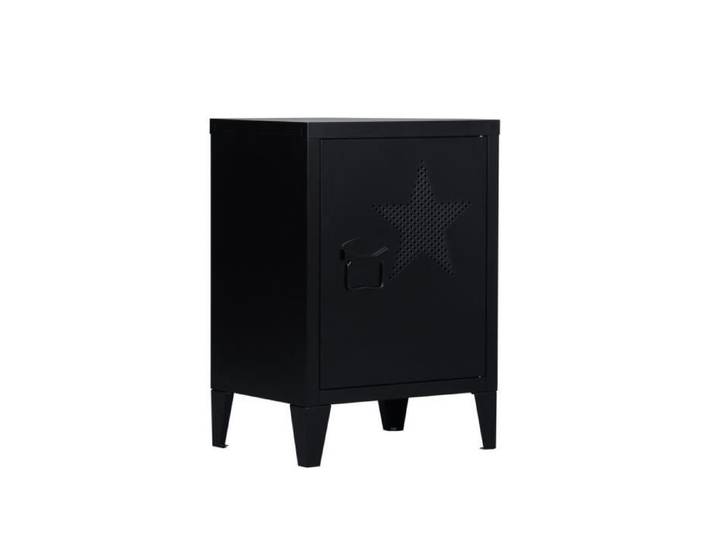 FurnitureR Table de Chevet Meuble de Rangement 2 Etagères en Métal Noir