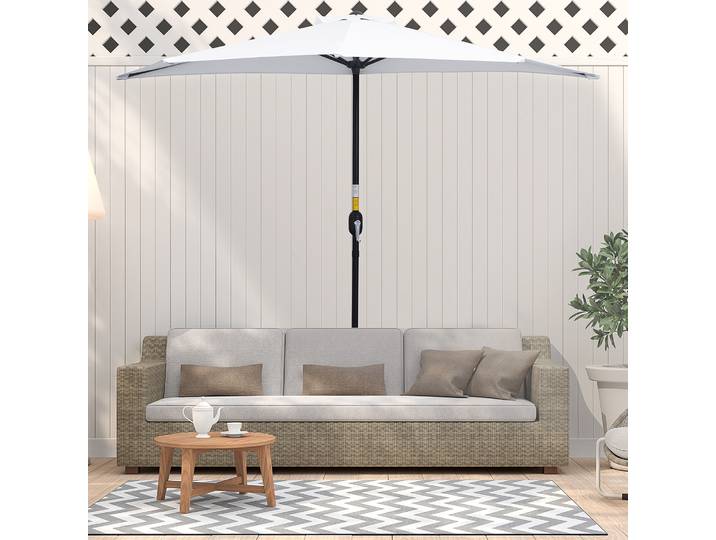 Outsunny Demi Parasol 2,6m Crème Acier Polyester