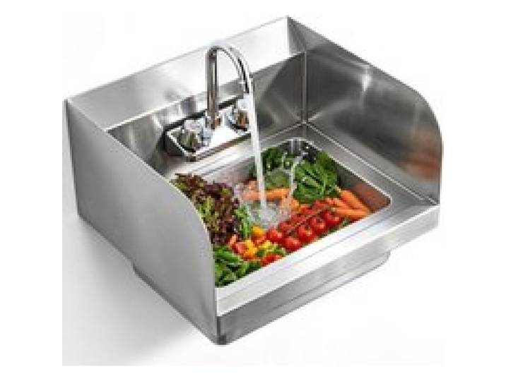 VEVOR Kommerzielles Handwaschbecken mit Wasserhahn, Kleines Handwaschbecken, Wandmontage-Handwaschbecken für Restaurant, Küche, Bar, Garage und Haus, 432 x 381 x 330 mm