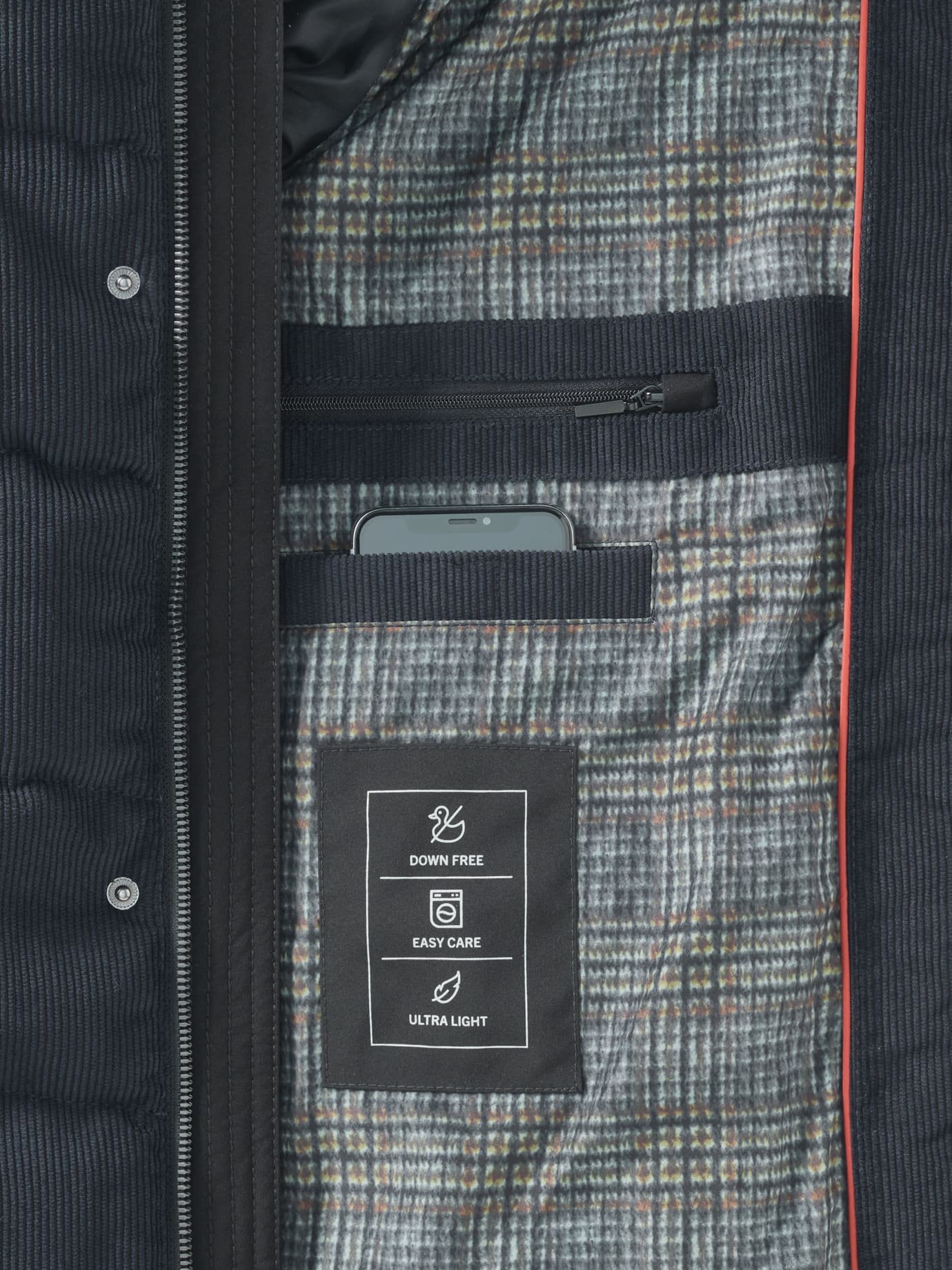 Walbusch Cord Steppjacke, normale Größen#untersetzte Größen, Farbe Blau, 27, Hightech-Cord winddicht, wasserabweisend Herren