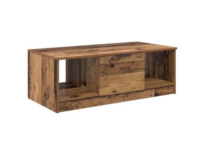 GHVBNMF Couchtisch Altholz-Optik 100x50x36 cm mit Schublade Stabiler Wohnzimmertisch aus Holzwerkstoff in Altholz-Optik mit 3 Staufächern und 75 kg Belastbarkeit.