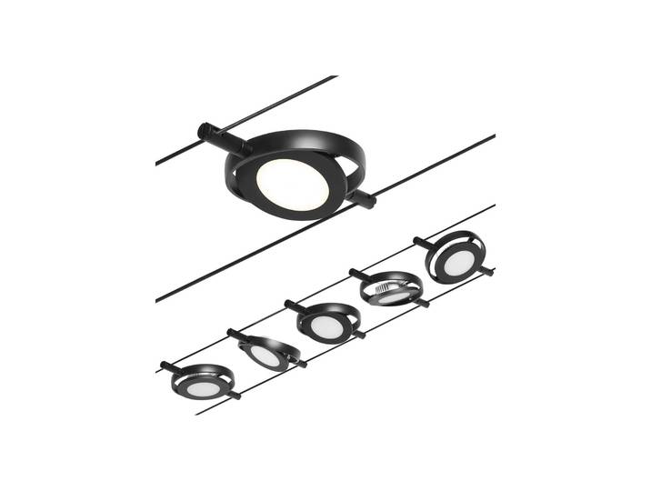 Paulmann Wire RoundMac LED-Seilsystem 5-fl schwarz, schwarz, für Flurbereich, Metall, Modern