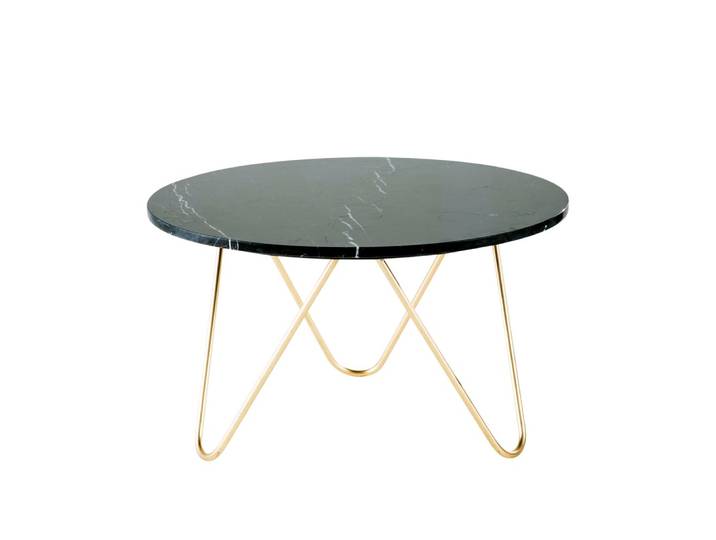 Table basse en marbre noir et métal doré D75