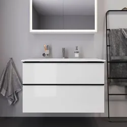 Duravit ME by Starck Waschtisch weiss 
 mit D-Neo Waschtisch-Unterschrank 100cm weiss hochglanz