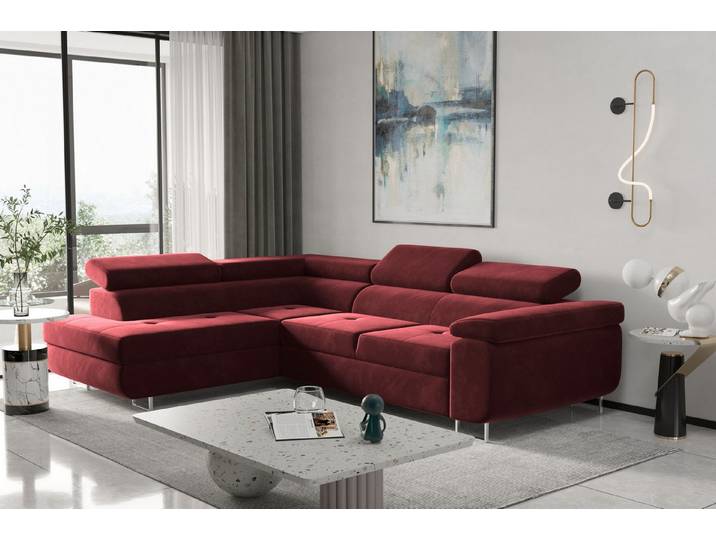 Kaiser Möbel Ecksofa mit schlaffunktion und bettkasten Eckcouch ATOM verschiedene Farben, Ecksofa