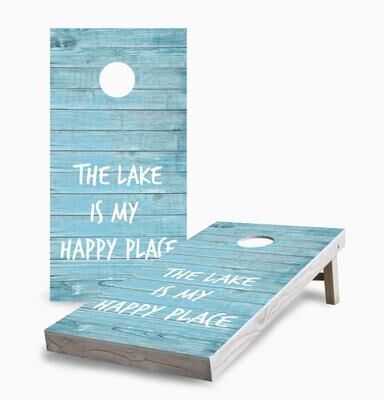 Skip's Garage Lake Is My Happy Place Regulation Cornhole Set