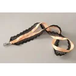 Umhängeband mit Spitze | Lanyards | Satin | pfirsich-schwarz