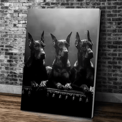 Inspire Picks Doberman & Woman Canvas Art Modern Dog Portrait Wall Decor For Stylish Homes 3 30x40cmframeless