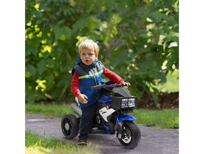 HOMCOM Moto Électrique Enfants 6V 3 Roues Lumières Bleu Noir