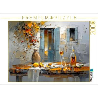 CALVENDO Puzzle Eine rustikale mediterrane Tafel nach dem Mittagessen | 2000 Teile Lege-Größe 90x67cm Foto-Puzzle für glückliche Stunden, Sonstige von