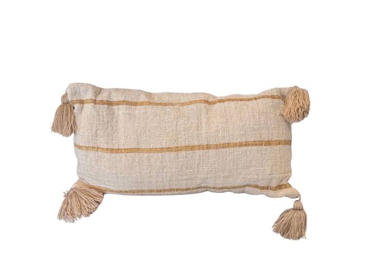 Coussin rectangle beige et rayure