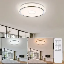LED Deckenleuchte dimmbar Kristall Lampe Decke Schlafzimmerlampe mit Fernbedienung, CCT Nachtlicht Memory Timer, weiß klar, 1x LED 40W 3020Lm 2700-6500K, DxH 50x9,5cm
