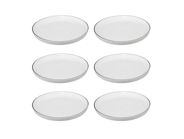 Secret de Gourmet Dessertteller mit goldenem Rand Sublima Weiß 20/20/2,2 cm, Keramik, Rund, Geschirr, Teller