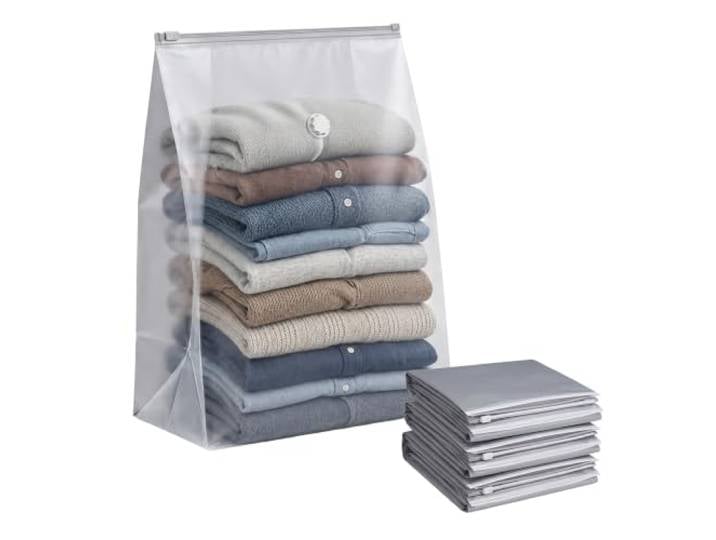 Relaxdays Sacs sous vide gris lot de 4\, 100 x 80 cm\, sacs de compression pour linge de lit et vêtements