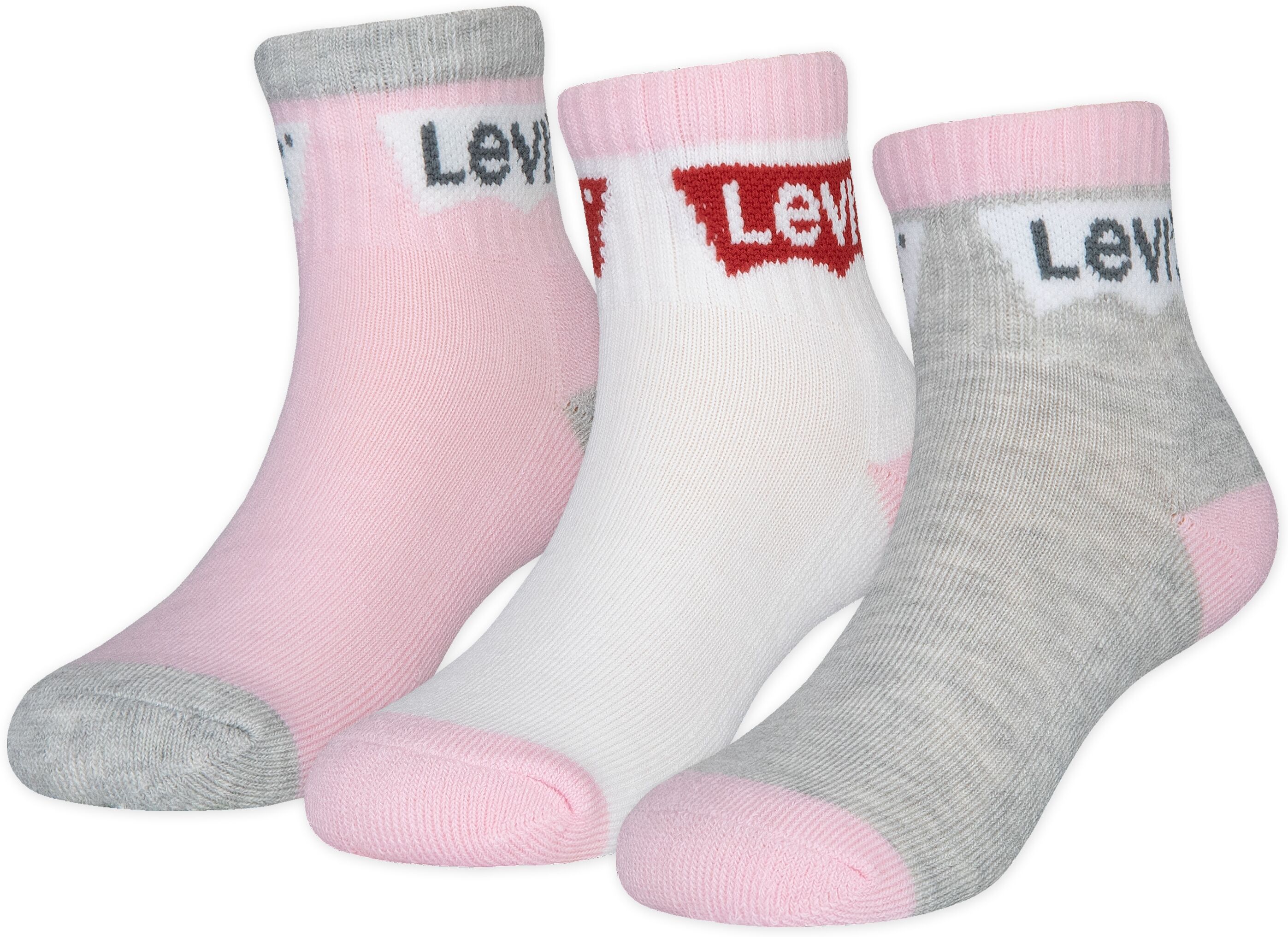 Socken LEVI'S KIDS "BATWING MID CUT3PK", Damen, Gr. 4 (23,5/26,5), fairy tale, Elasthan, Polyester, Socken Socken, im 3er-Pack fairy tale 4 (23,5/26,5)