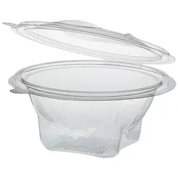 Starpak 50 Feinkost- und Salatschalen mit Klappdeckel, R-PET rund 500 ml Ø 15,5 cm · 6,8 cm glasklar