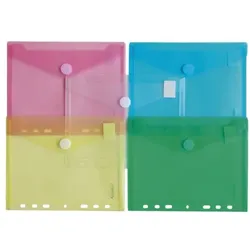 Foldersys 10er-Pack Sichttasche A5 mit Abheftrand farbig sortiert mehrfarbig, 18x22.5 cm