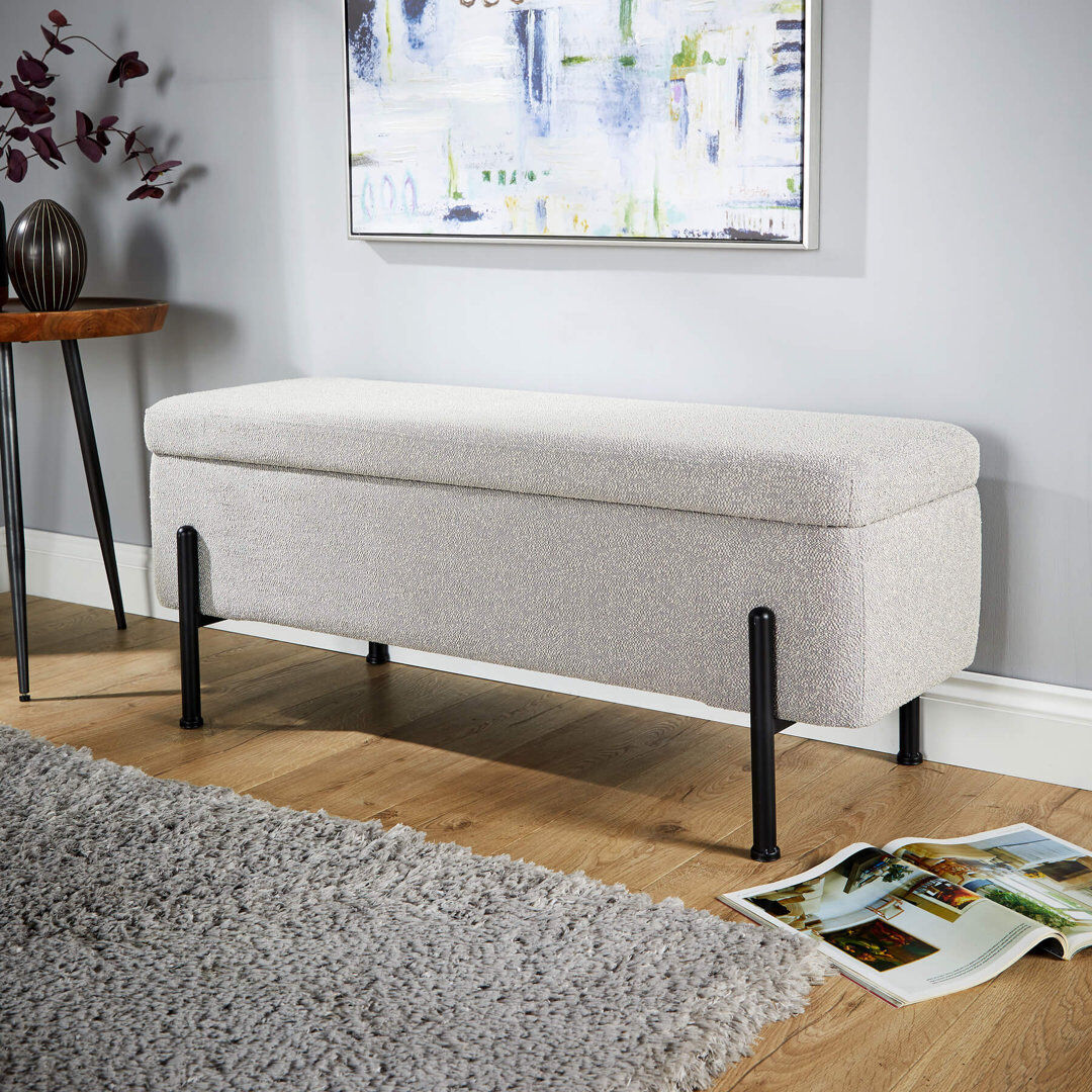 17 Stories Aurimas 110cm Wide Rectangle Ottoman with Storage Grey 44cm H X 110cm W X 42cm D