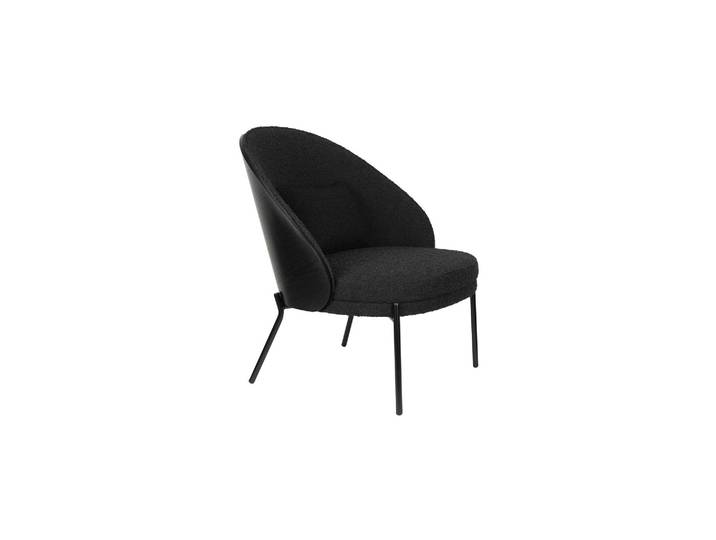 Fauteuil lounge en bouclé noir Rodin