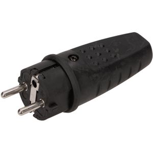 Orno Schutzkontaktstecker AE-1315, schwarz, aus Gummi, 16 A / 230 V, IP44 für außen