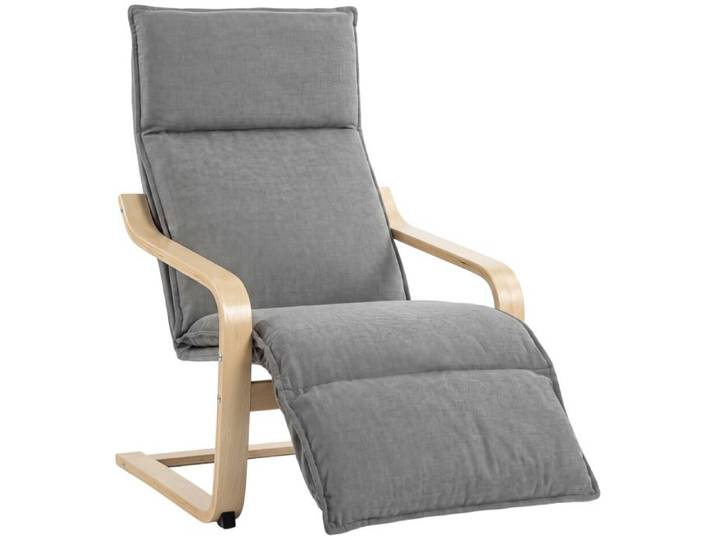Fauteuil Salon avec Repose-Pieds Dossier Haut Accoudoirs Gris