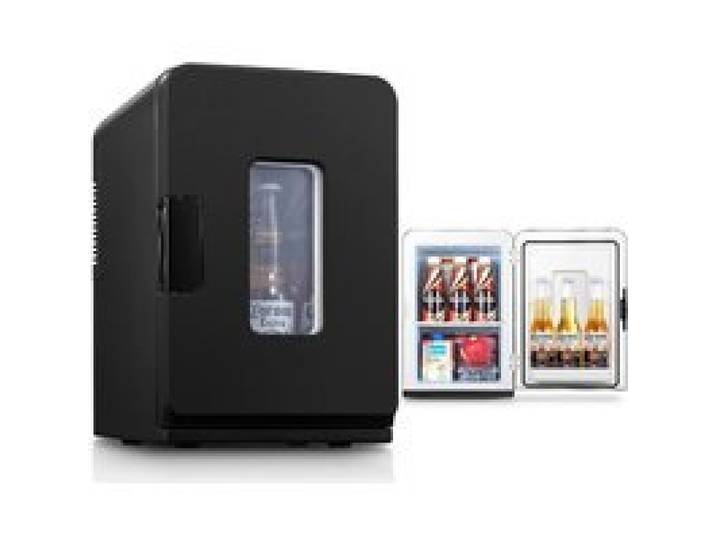 Mini Frigo De Chambre 15L/21 Canettes Petit Frigo Portable 240V/12V Mode Silencieux Fonction Chaud/Froid Cosmetique Noir