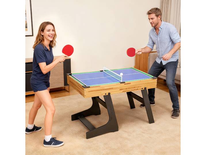 SPORTNOW Table Multijeux 13 en 1 Pliable Noyer Clair 120cm