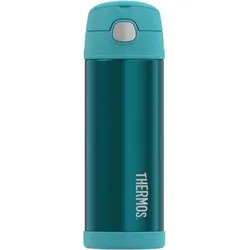 FUNtainer Thermosflasche mit Strohhalm für Kinder 470 ml, türkis