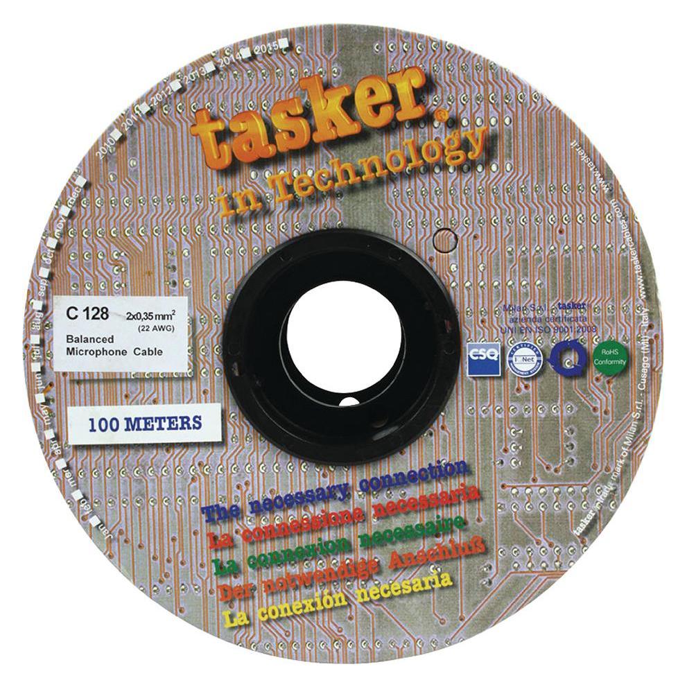 Tasker C128-Black 100m 2 x 0.35 mm2 microfoonkabel, diameter 6.3 mm (100 m) (C128 BLACK)