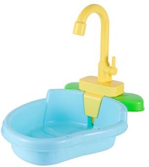 Pet Hub Automatic Bird Bath Tub For Parrots & Parakeets Multifunctional Pet Spa Pool With Faucet & Cleaning Tool blue