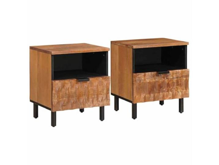 Heofavd Nachttisch 2er Set Massivholz Mango 40x33x46 cm Braun
