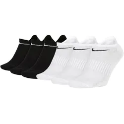 NIKE Unisex 6er Pack Sneaker Sportsocken - Everyday, Lightweight No Show, einfarbig Schwarz/Weiß / 38-42