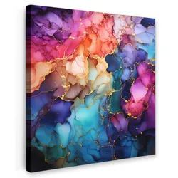 LEINWANDBILD Marmor - Bunt - Abstrakt Deko Groß 90x90 cm