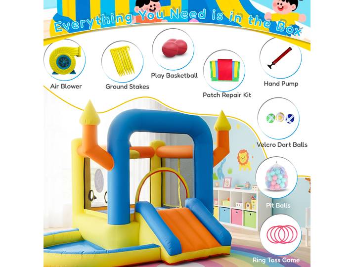 Château gonflable Oxford Cloth 9,5 pieds (2,85 m) avec toboggan et souffleur pour fête d'enfants