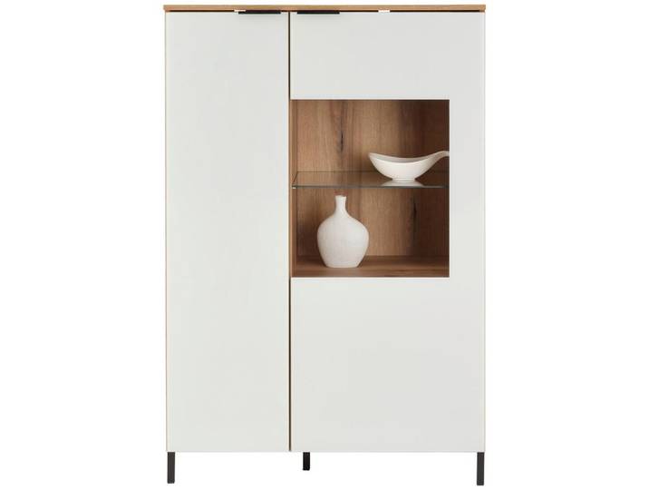Highboard Austin 90 cm Eichefarben/Glasfront Weiß