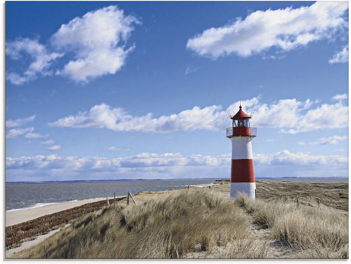 Glasbild ARTLAND Leuchtturm Sylt , blau (farbe bild(er): blau), B:80cm H:60cm, Bilder, Glasbild, in verschiedenen Grössen