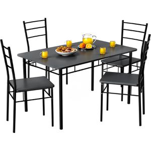 CASARIA Esstisch Leo, 109683, anthrazit, 110 x 68cm, mit 4 Stühlen, eckig