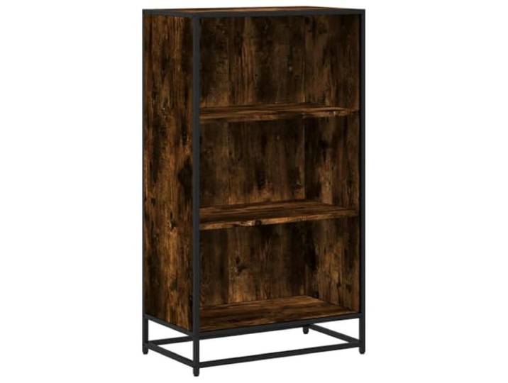 HGFDVCMR Standregal Räuchereiche 60x35x107,5 cm Metall Holzwerkstoff Industrieller Raumteiler mit 3 offenen Fächern für Wohnzimmer und Schlafzimmer, belastbar bis 80 kg.
