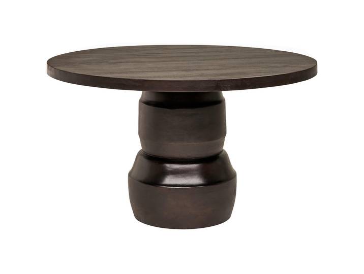 Livetastic Esstisch, Walnussfarben, Holz, Mangoholz, massiv, rund, rund, Esszimmer, Esstische, Holztisch, Massivholztische