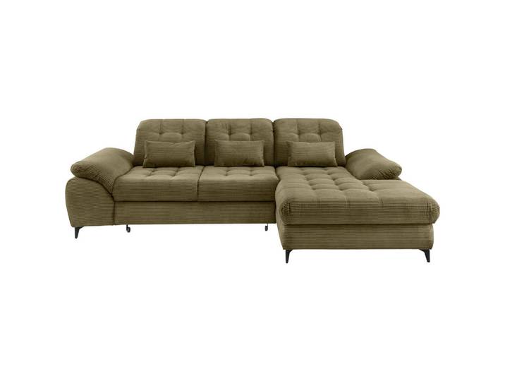 Eckschlafsofa, Olivgrün, 273x189 cm, Textil, 4-Sitzer & Schlaffunktion, Livetastic