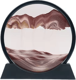 Inspire Curations 3D Moving Sand Art Hourglass Frame Relaxing Quicksand Desk Decor For Home & Office brown